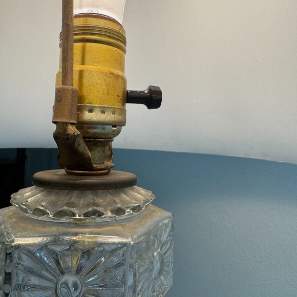 Underwriters Laboratories decorative Glass Table Lamp Knob Control Beige Vintage - Picture 9 of 13